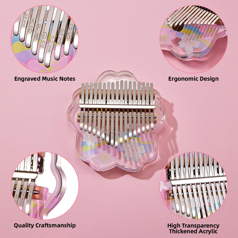 Kalimba Mini Thumb Piano 17 tangenter bærbart musikkinstrument tegneserie Søt Kalimba Thumb Piano Music