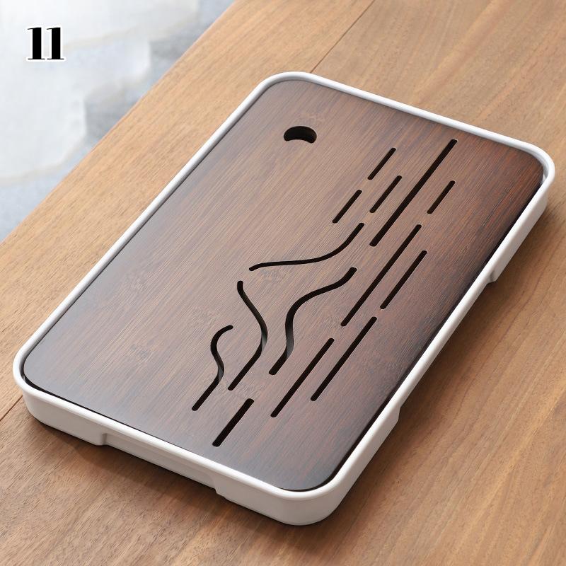 2025 Neo-Chinese Bamboo Tea Tray Kung Fu Tea Set Tray Hollow Out Grid Disk Quick Drainage Storage Tea Tray Dry And Wet Dual Use