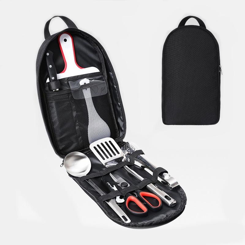 Stainless Steel Outdoor Cookware Set Handbag Picnic Bag Portable Tableware Storage Bag Camping