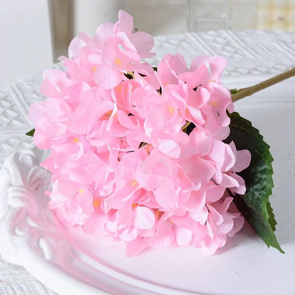 Wedding Garden 45CM Artificial Hydrangea Blue Realistic Fake Silk Flowers Colorful Home Decor