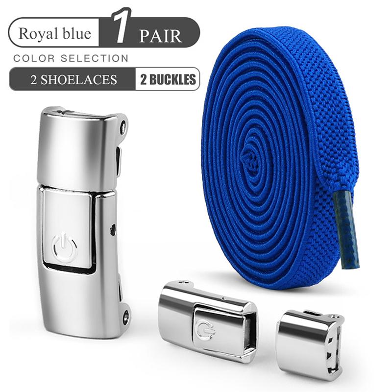 Mm No Tie Shoe Laces Metal Press Lock Shoelaces Without Ties Elastic Laces Sneaker Kids Adult Widened Flat Shoelace for Shoes