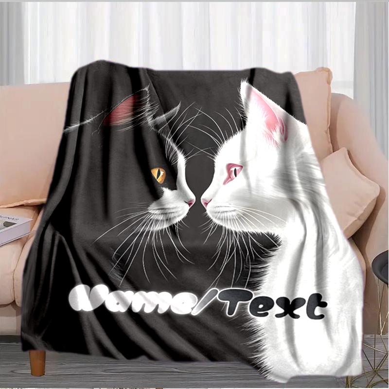 1PC Custom Name Cats Love Artwork outdooor Flannel blankets Throw Blanket All-Season Throw Gift Bedspread for Couch, Bed, Camping Holiday Birthday gif