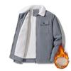 Corduroy Work Jacket for Winter Men's Plush Thickened Lamb Velvet Collar Jacket for Middle-aged and Elderly Cotton Clothing