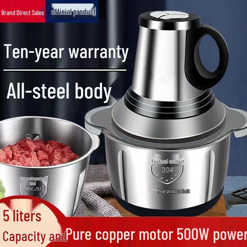 Electric 304 Stainless Steel Meat Grinder & Multifunction Kitchen Machine for Dough, Garlic Paste, and Vegetable Chopping.