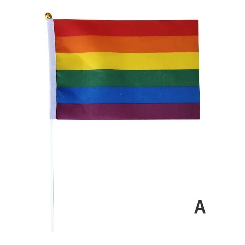 Duhová vlajka do ruky Lesba Gay Bisexuál Transgender LGBT Pride Vlajka 14x21cm Měsíc hrdosti