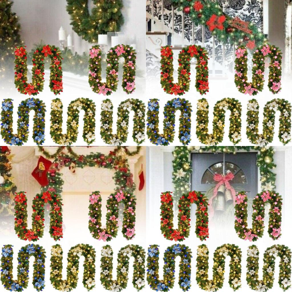 Festive 2.7 Meter Christmas Wreath Decoration With Led Lights In Gold And Red For Holiday Cheer