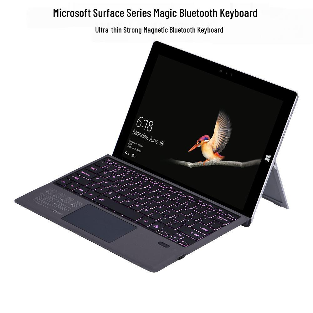 Magnetic Bluetooth Keyboard with Colorful Backlight for Microsoft Surface Pro 5/6/7+/8