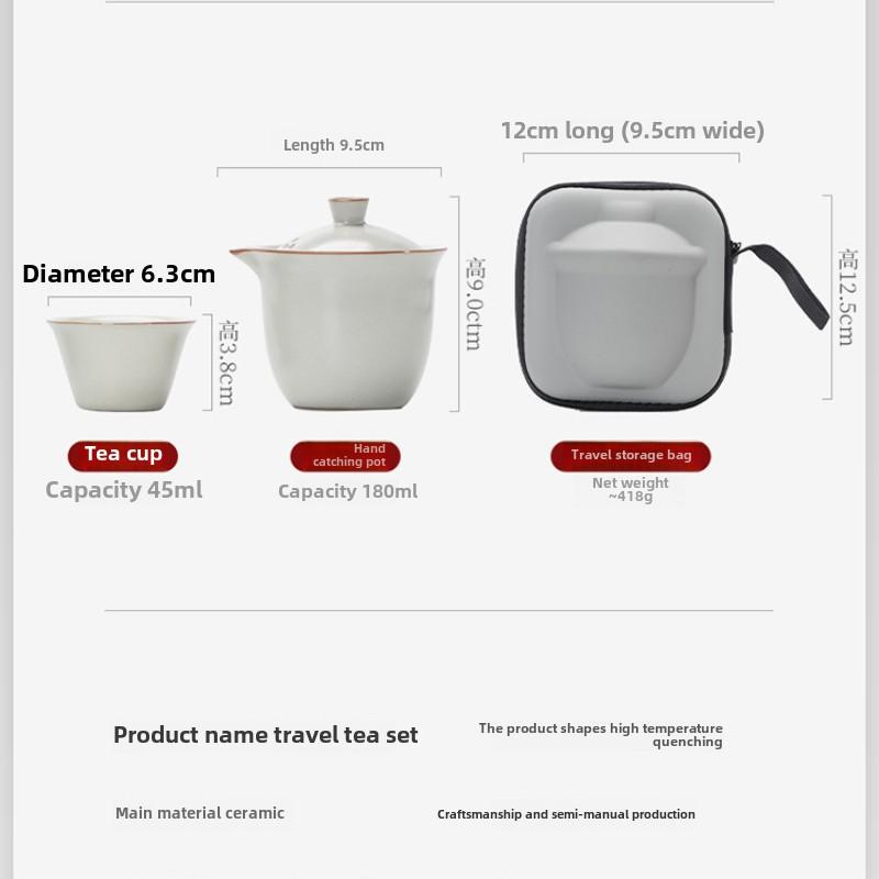 Light Luxury Ruyao Open Piece Travel Tea Set Outdoor Portable A Pot of Three Cups of High-end Business Gifts