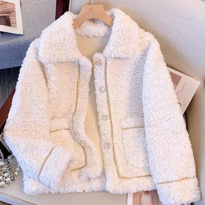 Small Breeze Lamm Plüsch Mantel Frauen Herbst Winter Neue Hochwertige Oberbekleidung Pelzigen Pelz Eine Jacke Kurz Gepolsterte Tops Weibliche