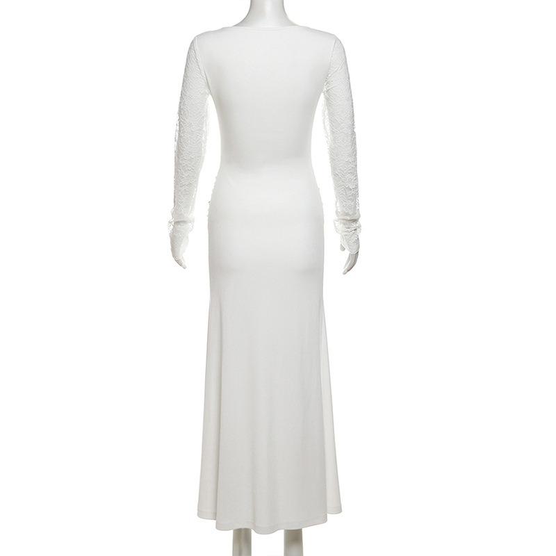 Vestido ajustado con diseño de patchwork y encaje estilo royal sister sexy para mujer