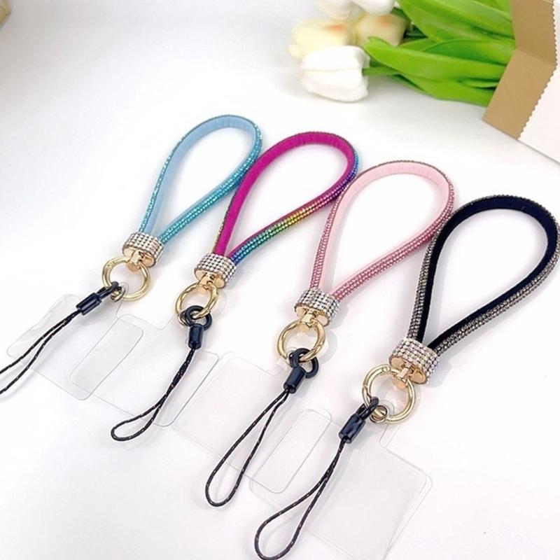 Sparkling Rhinestones Phone Lanyard Short Wristband Secure Carry Solution Business Casual Wrist Strap