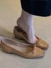 Sheepskin Leather Shoes French Retro Bow Flat Bottom Shallow Mouth Commuting Single Shoes Women's One-pedal Grandma Shoes Ladyshoes