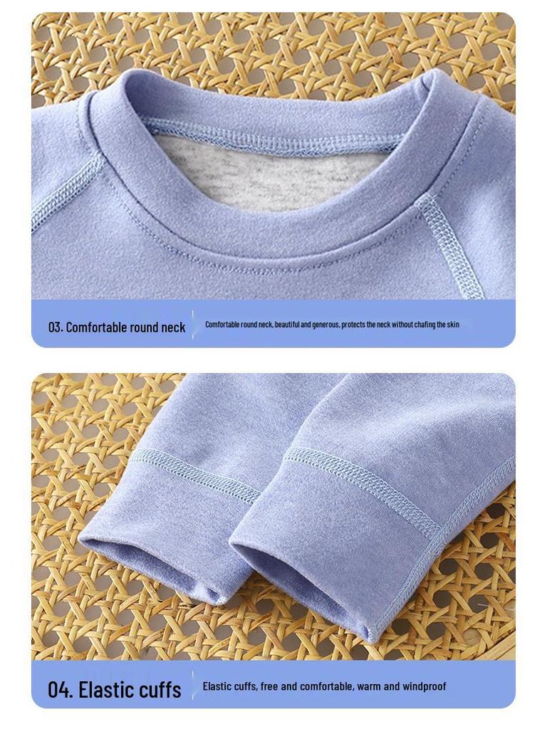 Kids' Warm Fleece Underwear Set - Thickened, Seamless Pajamas for Boys & Girls, Perfect for Autumn/Winter Home Wear