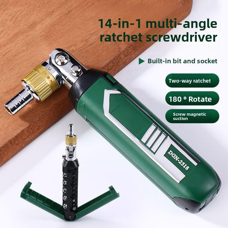 Multifunctional ratchet screwdriver 14 in universal design high carbon steel portable tool set красный
