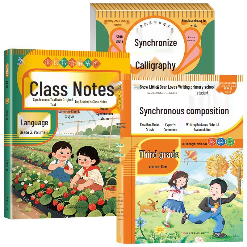 Grade 3 Chinese Study Set: Composition, Calligraphy, Notes