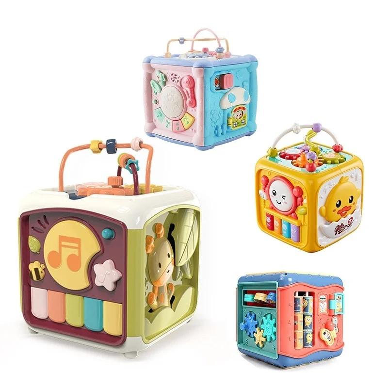 Non-Toxic Baby Toys Activity Cube Toddler Toys 7 In 1 Educational Shape Sorter Musical Toy Counting Discovery Piano Toys For Kids Learning