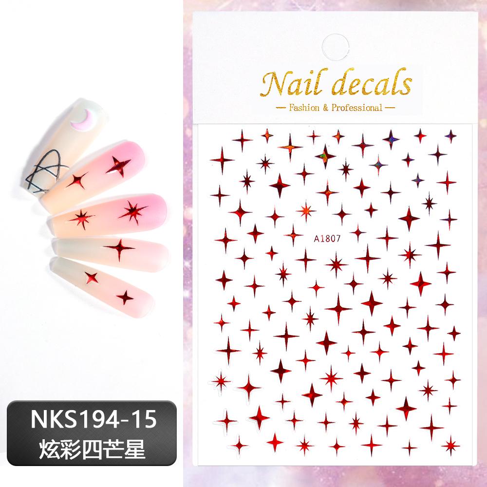 Black White Star 3D Nail Art Sticker Y2K Pentagram Self-Adhesive Decals Laser Shiny Glitters Starlight Manicure Ornaments Slider