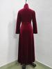 Elegantes Herbst/Winter Damen Gold Samt Hoher Kragen Ballonärmel Taillenbetonendes Langes Kleid