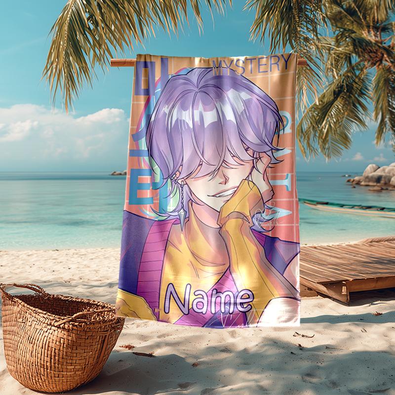 Custom Name Ultra-Soft Beach Towel with Saja Boys Theme,Ideal for Pool - Camping, Diving - Perfect Travel Essential, Vibrant Beach Towel.