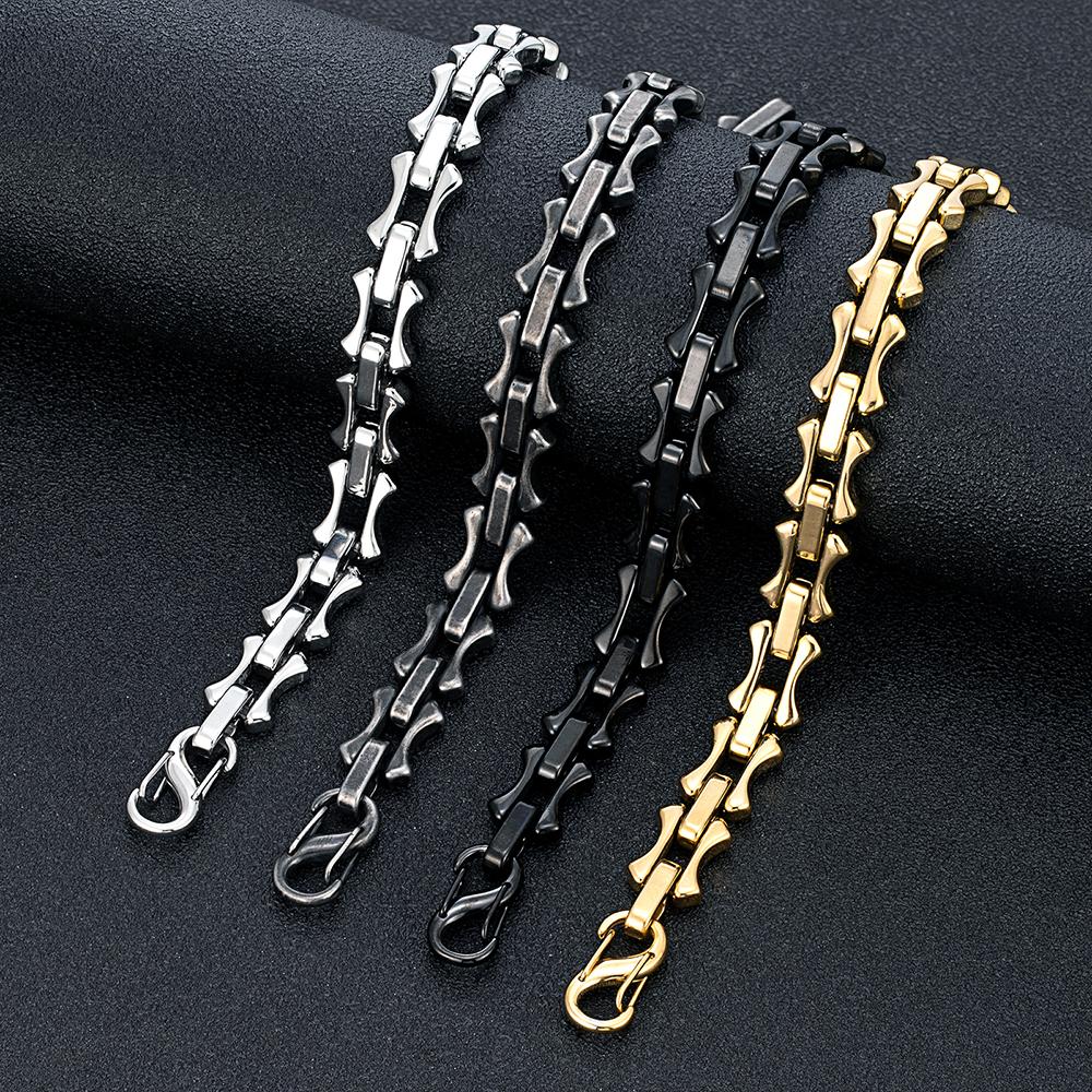 11mm Vintage Keel Chain Bracelet for Men Oxidized Square Link Wristband Viking Punk Father's Day Gift
