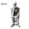 Halloween Statue Skeleton on Toilet Figurine, Funny Gothic Bathroom Statue, Spooky Creepy Home Accents Resin Ornament for Office Shelf Desk Decor Aged
