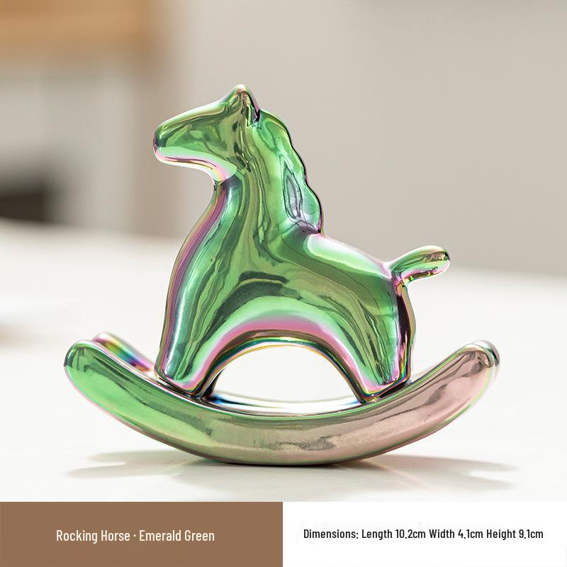 Ceramic Green Wobbly Horse Tea Pet Ornament for Home Decor