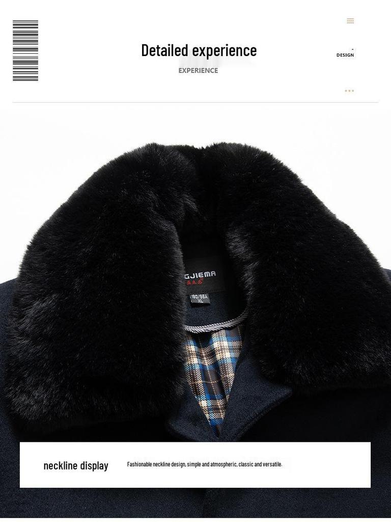 Men's Autumn & Winter Long Wool Business Coat with Velvet Lining – Thickened for Cold Protection