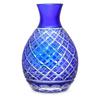 J-kitchens Kiriko Sake Tokkuri (Carafe) 38xH125mm 280cc Hishimon (Diamond Pattern) Blue