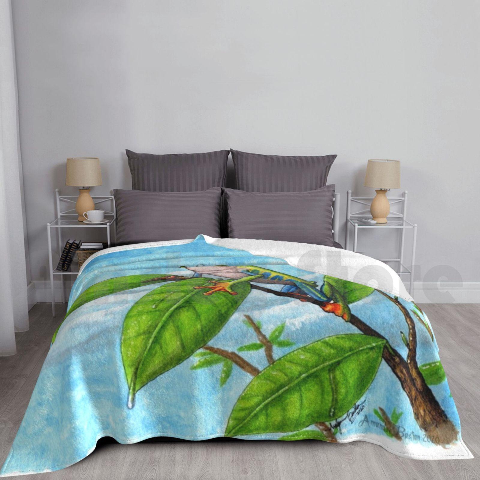 Red Eye Tree Frog Blanket Fashion Custom Red Eye Tree Frog Frog Amphibian Cute Size: 75*100cm, Weight: 230 GSM