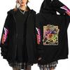 Heren hoodie met JoJo's Bizarre Adventure print, fleece gevoerd, oversized streetwear top