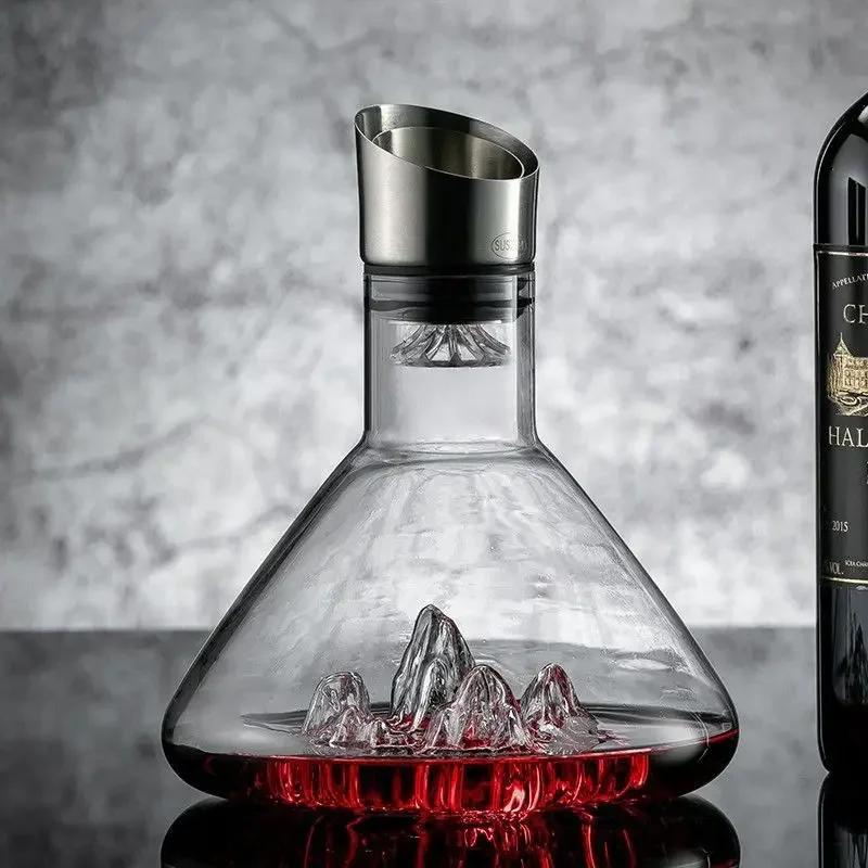 1500ML Iceberg Whisky Wine Decanter Handmade Lead-free Crystal Wine Pourer Carafe Thickened Wine Dispenser Pot Bar Accessories
