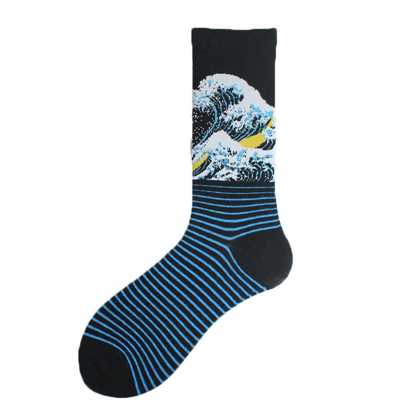 Men Dinosaur Astronaut Planet Crew Socks Harajuku Big Size Sokken Unisex Skateboard Divertidos Happy Design Hip Hop Funny Socks