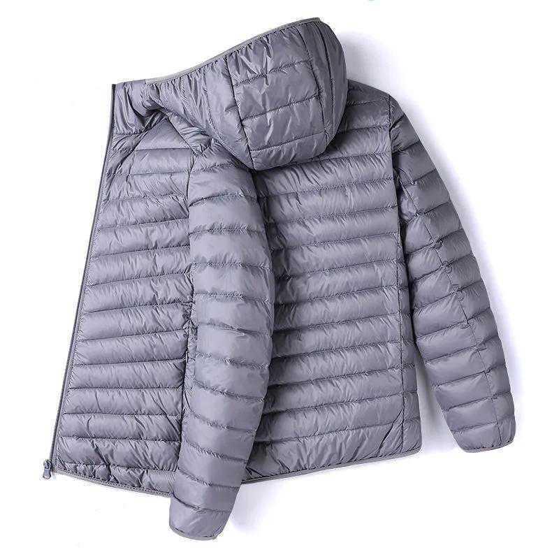 Men's Large Lightweight Casual Cotton Jacket with Short Stand Collar and Hood