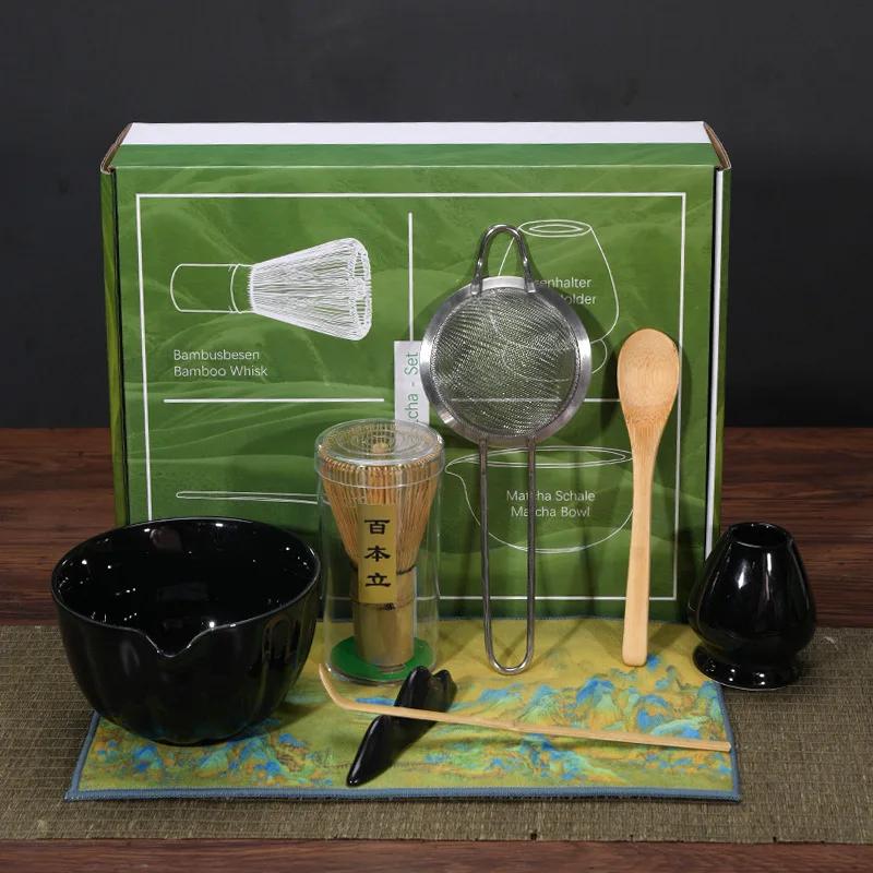 4/8pcs Matcha Whisk Set For Tea Lover Ceramic Matcha Kit Set Petal Bowl Whisk Scoop Sifter For Home Camping Art Of Tea Present