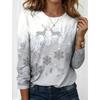 Women's Long Sleeve Crew Neck Christmas Print Casual T-Shirt, Regular Tops for Spring Summer Daily Holiday Party Wear