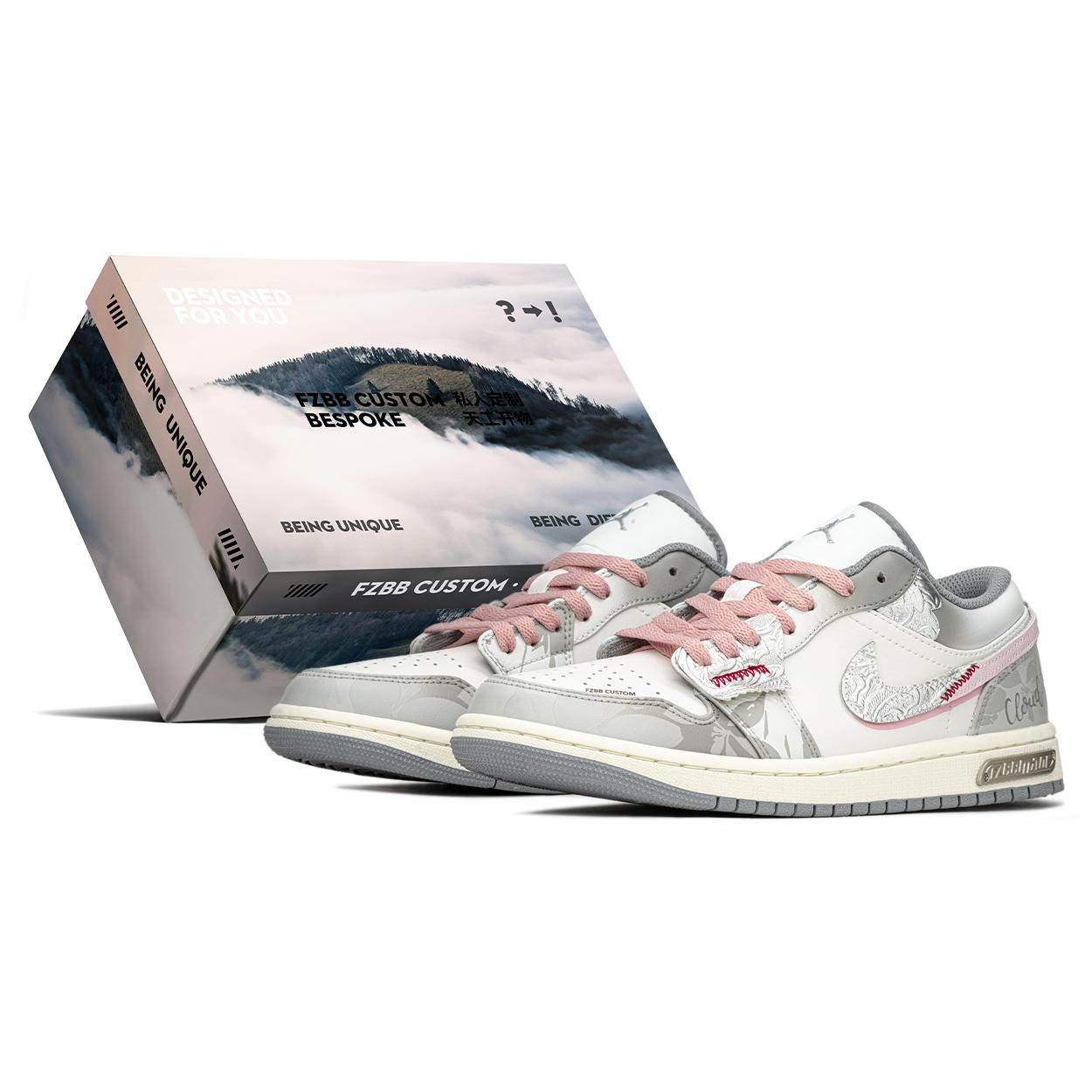 

Jordan Air Jordan 1 Low top Vintage Basketball Shoes Gray Pink GS 553560-053(TeamA-S-BOX) 38