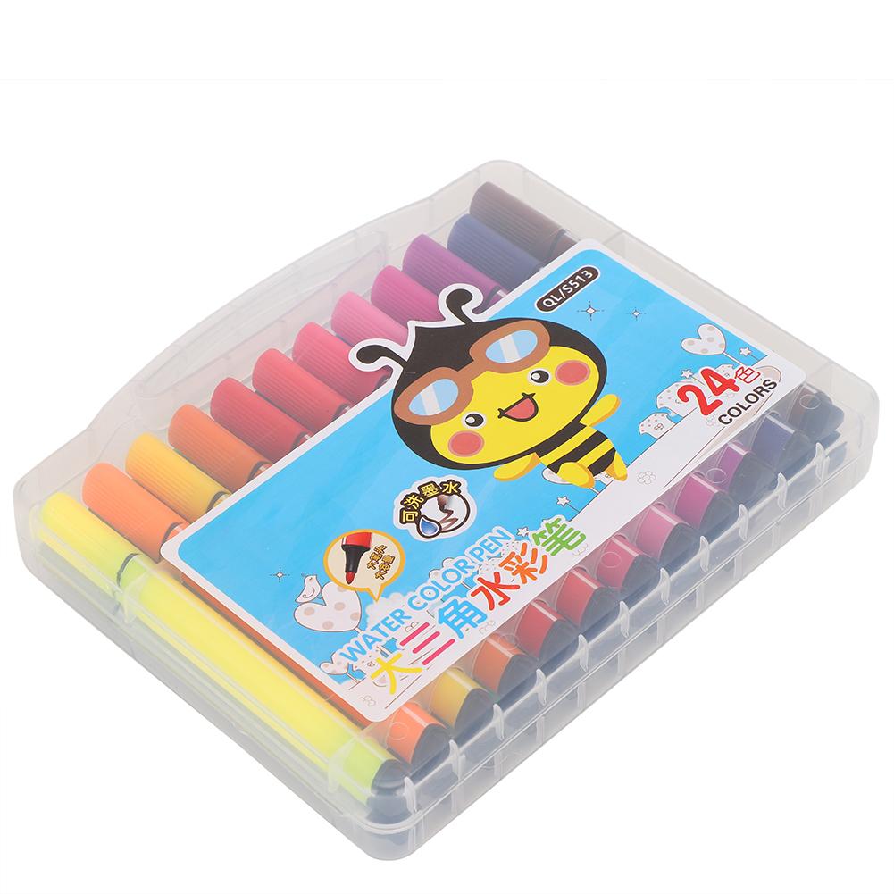 Watercolor Pen Set Triangle High Capacity 24 Colors Washable Child Painting Graffiti Art Marker
