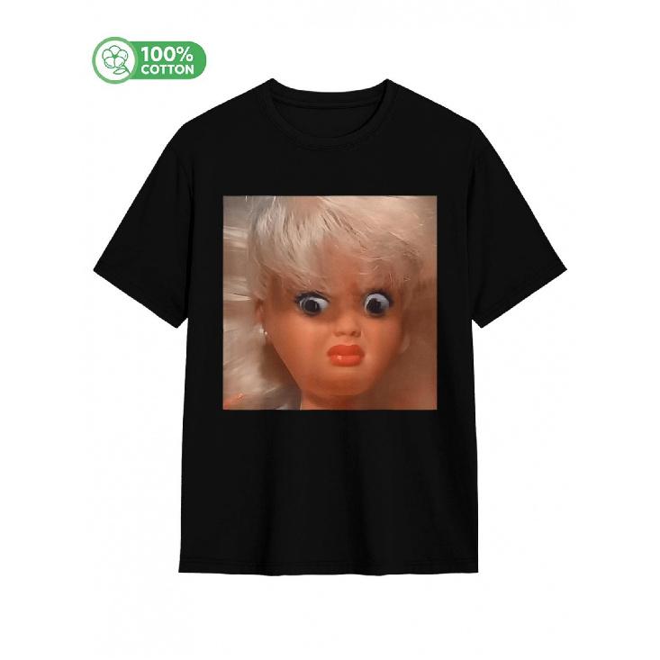 Men s Funny Disgusted Face Meme T-Shirt with Expressive Babe X Eyes & Mouth Design - 180gsm Soft Fabric Viral Meme Tee for Internet Challenge S чёрный