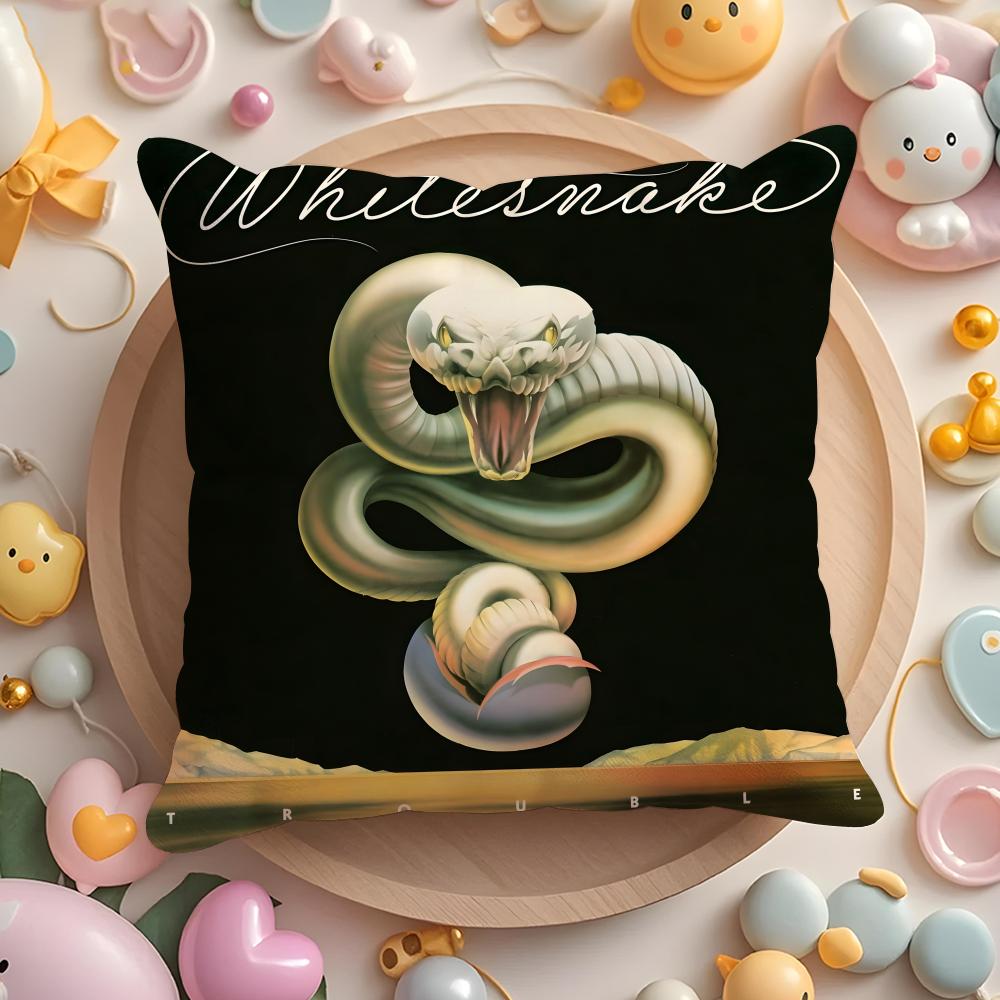 W-Whitesnake Band Cushion Cover Home & Car Multi-Scene Pillow Cover - Reversible, Soft & Durable for Daily Use