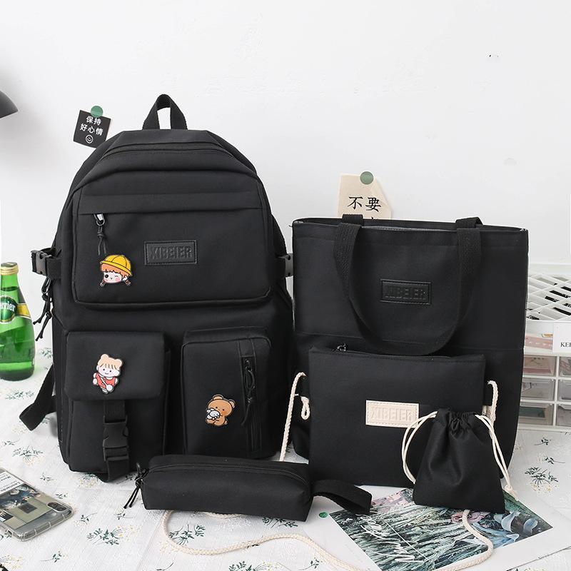 School bag female high school campus backpack large capacity canvas college student backpack female