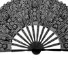 Vintage Style Folding Fan with Lace Trim And Tassel Pendant Elegant Fabric And Bamboo Handheld Fan Hollowed Hand Fan for Wedding Party Home Decor