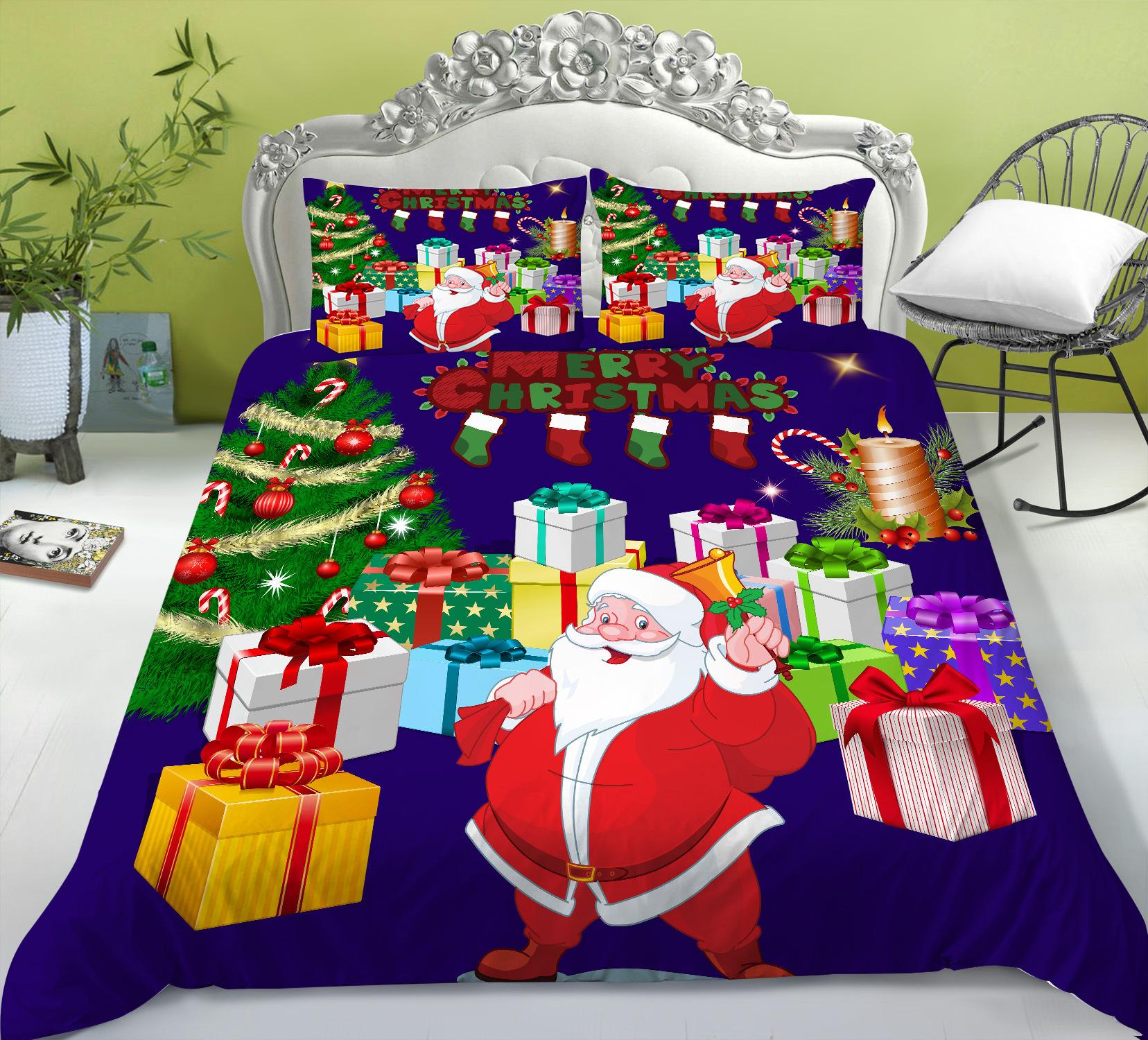 

Рождественский Подарок Пододеяльник Наволочка Набор из Двух или Трех Предметов Креативная 3D Цифровая Печать Полиэстер EU single 135*200