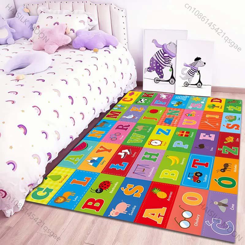 Cartoon Letters ABC Carpet for Living Room Bedroom Sofa Creative Doormat Home Decor Area Rug Children's Activity Carpet
