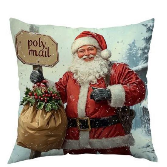 New Christmas Pillow Cover Santa Claus Cartoon Polyester Printed Home Holiday Decoration Pillow Cover