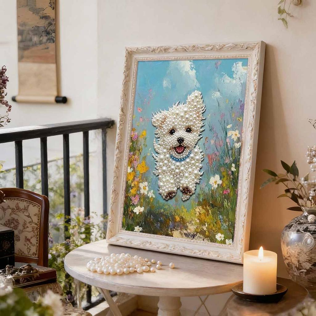 DIY Pearl Painting Set The Running Puppy Pattern Home Decoration Handmade Sticky Diamond Creative Canvas Pearl Art Painting Crafts Perfect Gift