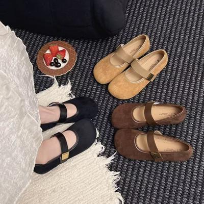 French Casual Temperament Soft Bottom Flat Bottom with Single Shoes Retro Matte Shallow Mouth Beanie Shoes Women's Summer New Models