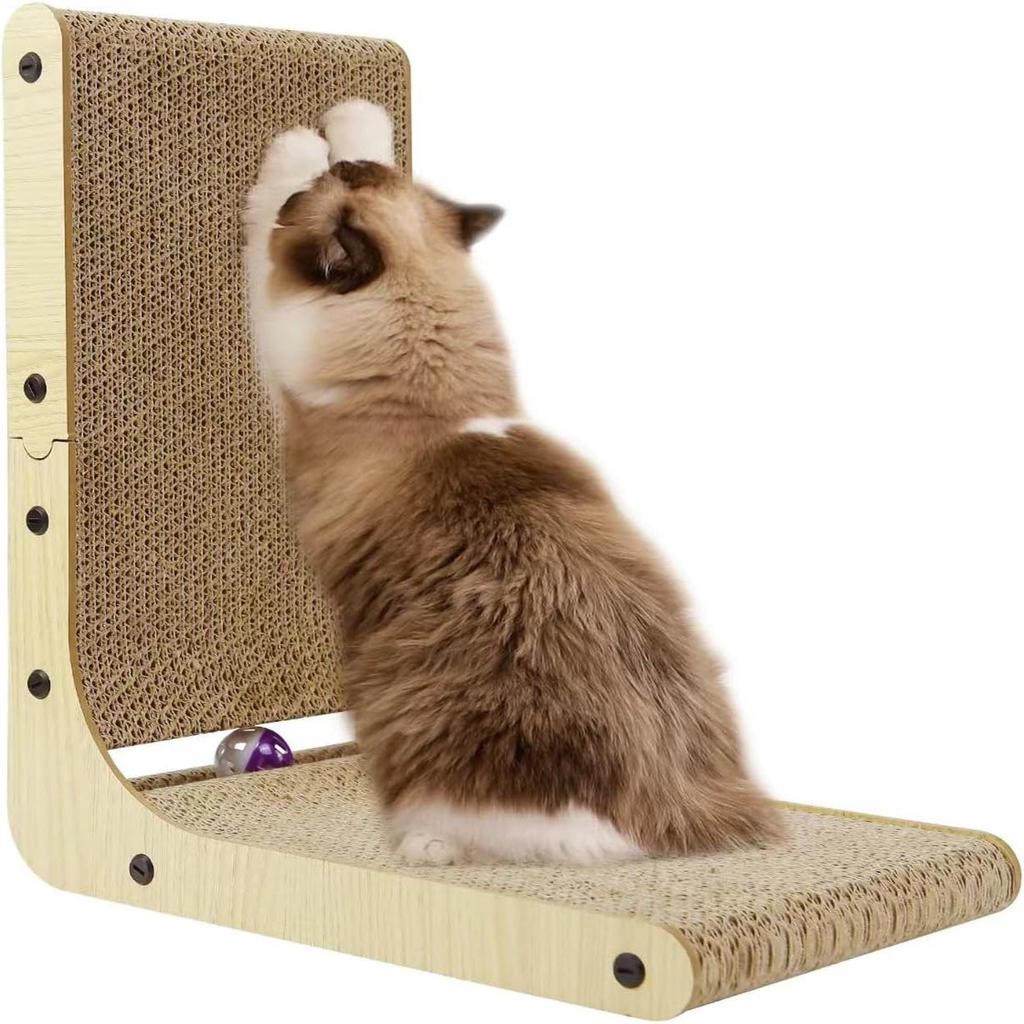 L-Shaped Vertical Wooden Cat Scratching Post - Non-Shedding Indoor Cat Toy & Claw Board