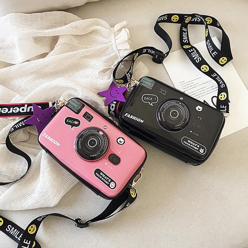 SCIONE Bolsa de Ombro Mini Câmera 2025 Nova PU Pintada Bolsa Fofa para Menina Moda Personalidade Coringa Bolsa Transversal