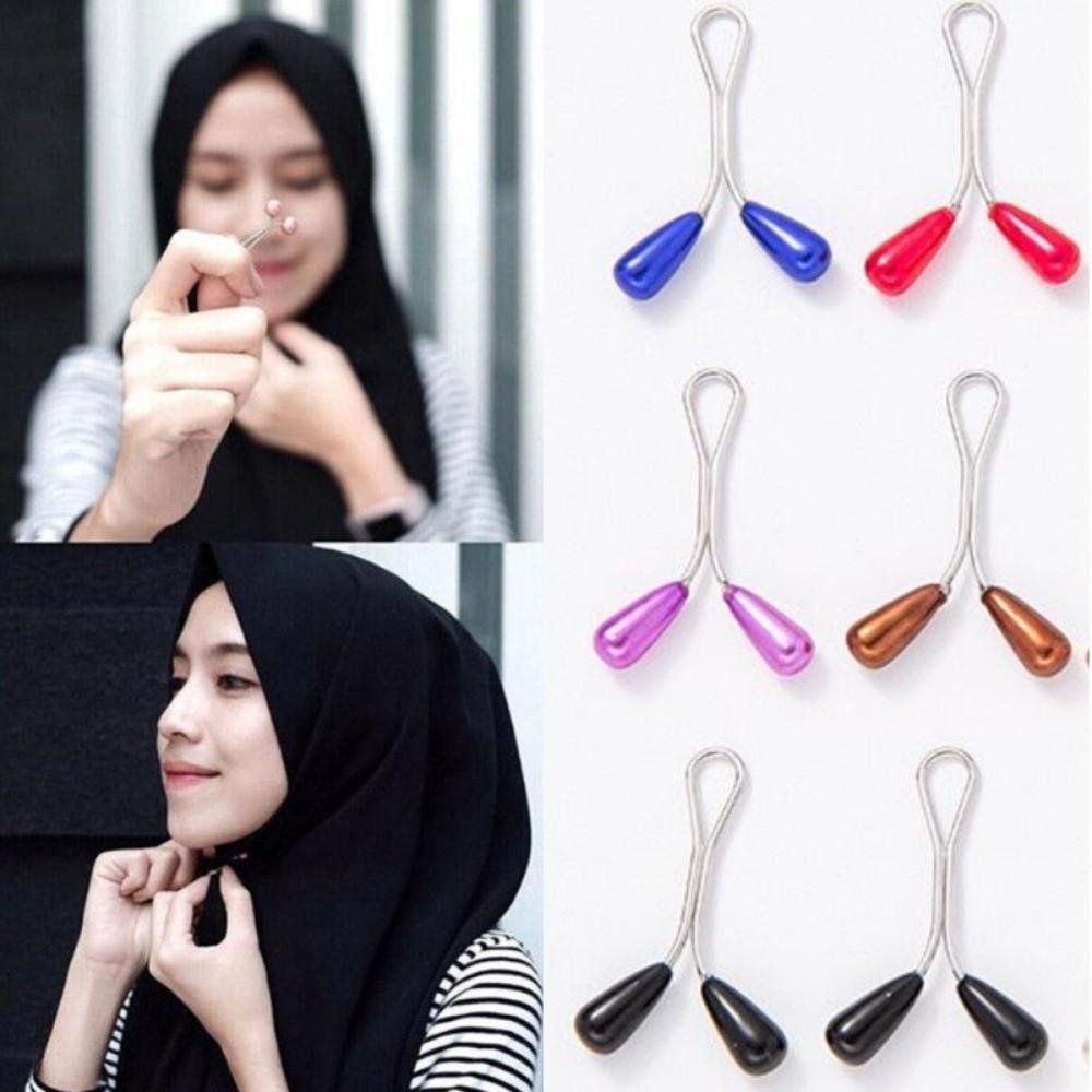 Pearl Teardrop Shape Scarf Buckle Multifunctional Portable U-shaped Clips Headscarf Accessories Decoration