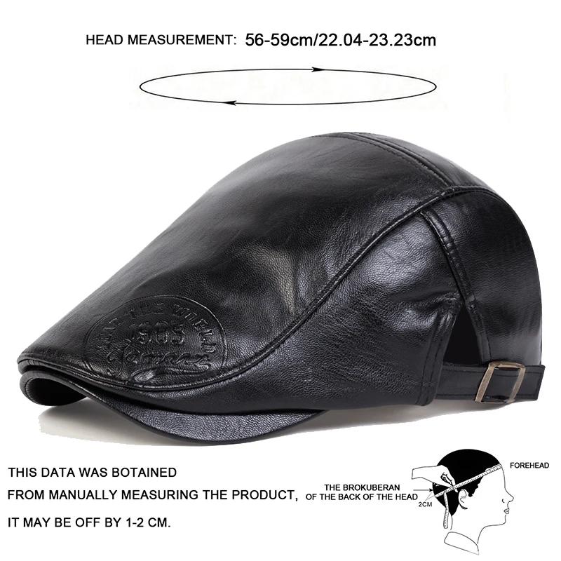 Newsboy Brand Latest Fresh Leather PU Faux 1985 School Old Vintage Men Caps British Painters Hats Spring Autumn Side Adjustable Flat Cap Hip Hop